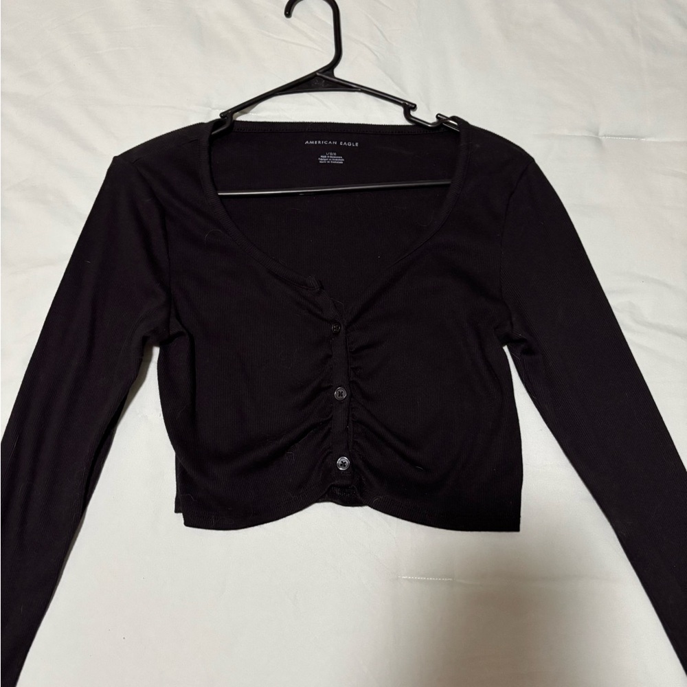 American Eagle Outfitters Black Button-Up Blouse